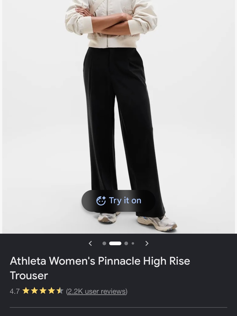 Athleta Women's Black Wide-Leg High-Rise Trousers